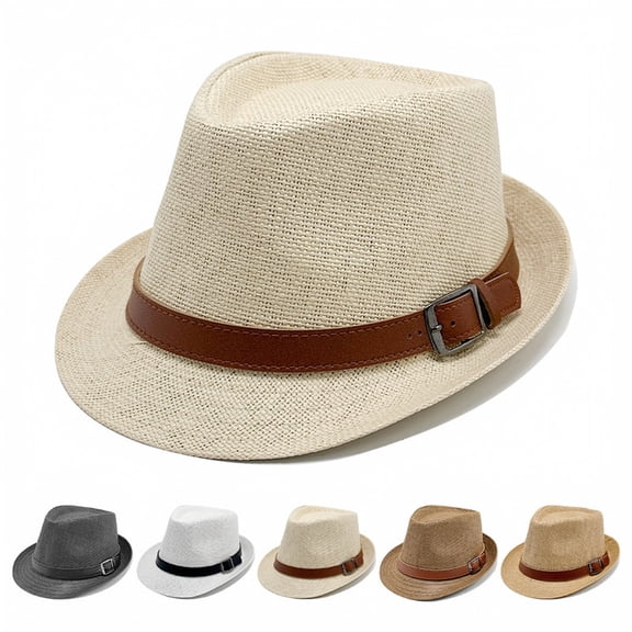 Straw Fedora Hat for Men Panama Hat Short Brim Summer Sun Hat for Women, Ideal for Summer Pool, Hiking & Gardening
