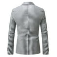 thumbnail image 3 of BiZtdJrK Men Business Blazer Striped Lapel Collar One Button Suit Jackets Slim Fit Fashion Dressy Casual Sport Coats Gray XL, 3 of 7