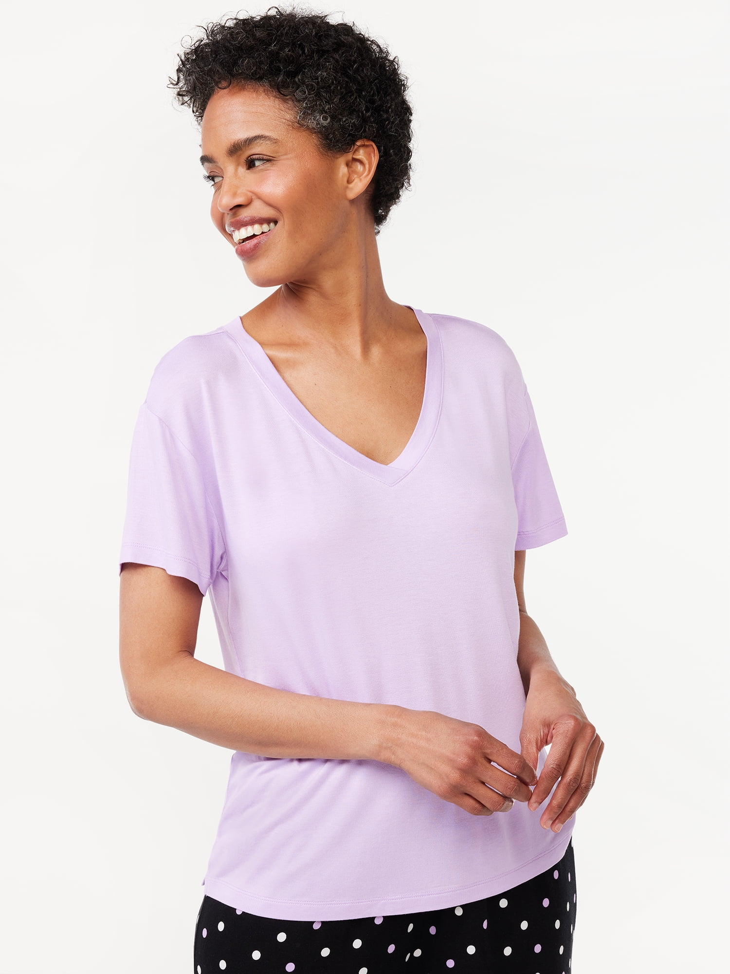Joyspun Women's VNeck Sleep TShirt, Sizes S to 3X