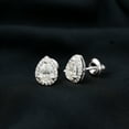 thumbnail image 6 of Rosec Jewels Pear Shape Moissanite Halo Stud Earrings - D Color VS1 Clarity, 14K White Gold, 6 of 9