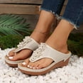 thumbnail image 5 of Xunlbb Sandals for Women Women's Large Size Solid Color Wedge Flower Casual And Comfortable Lunge Sandals Shoes Beach Sandals for Woman on Clearance, 5 of 8