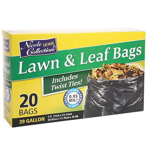 Nicole Home Collection Lawn & Leaf Trash Bags with Twist Ties, Black