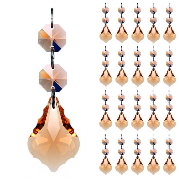 Adorno Colgante GOLDENHAITAI 20 unidades Hoja de Arce de Cristal Rosa de 38 mm