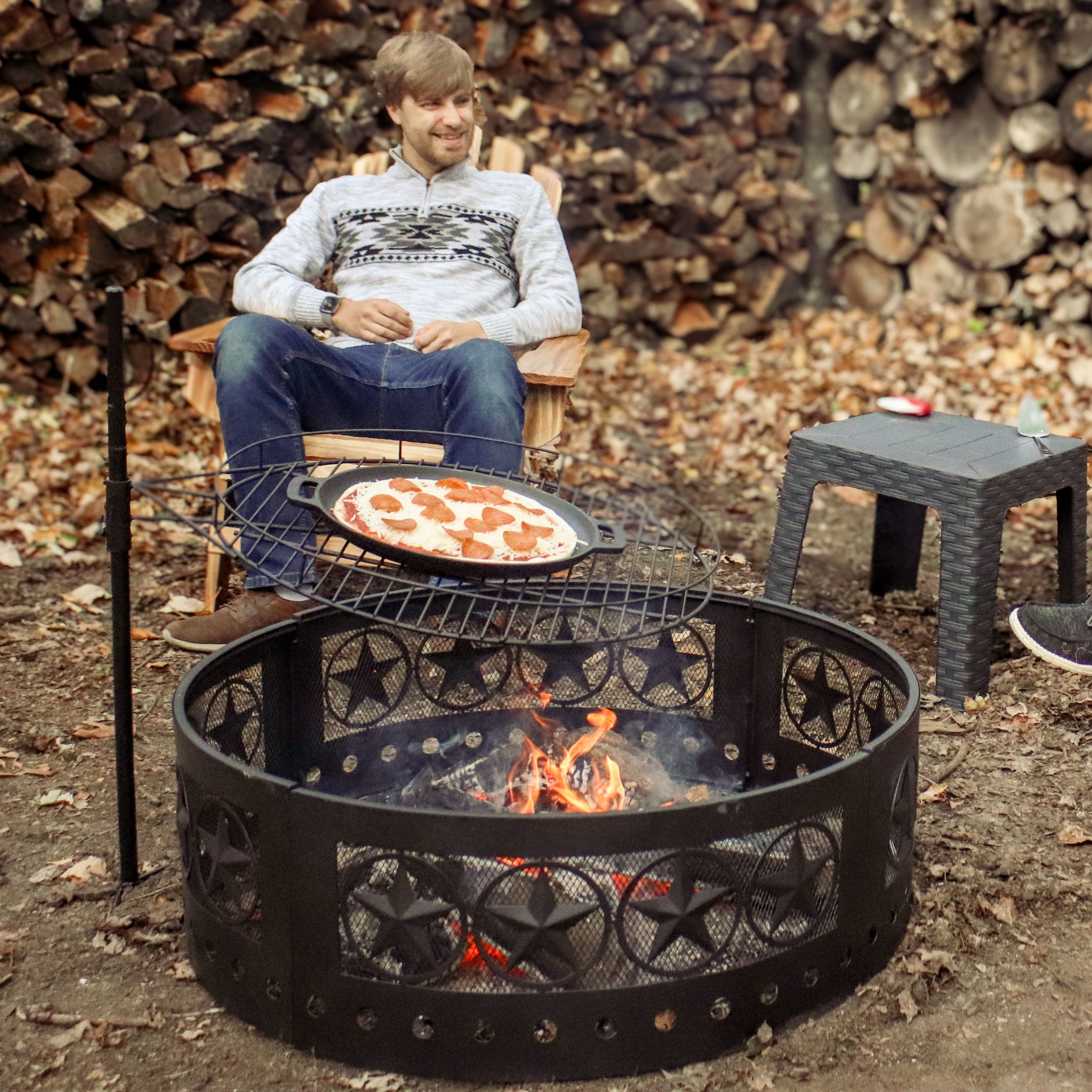 Sunnydaze Four-Star 36" Round Steel Heavy-Duty Fire Pit Ring