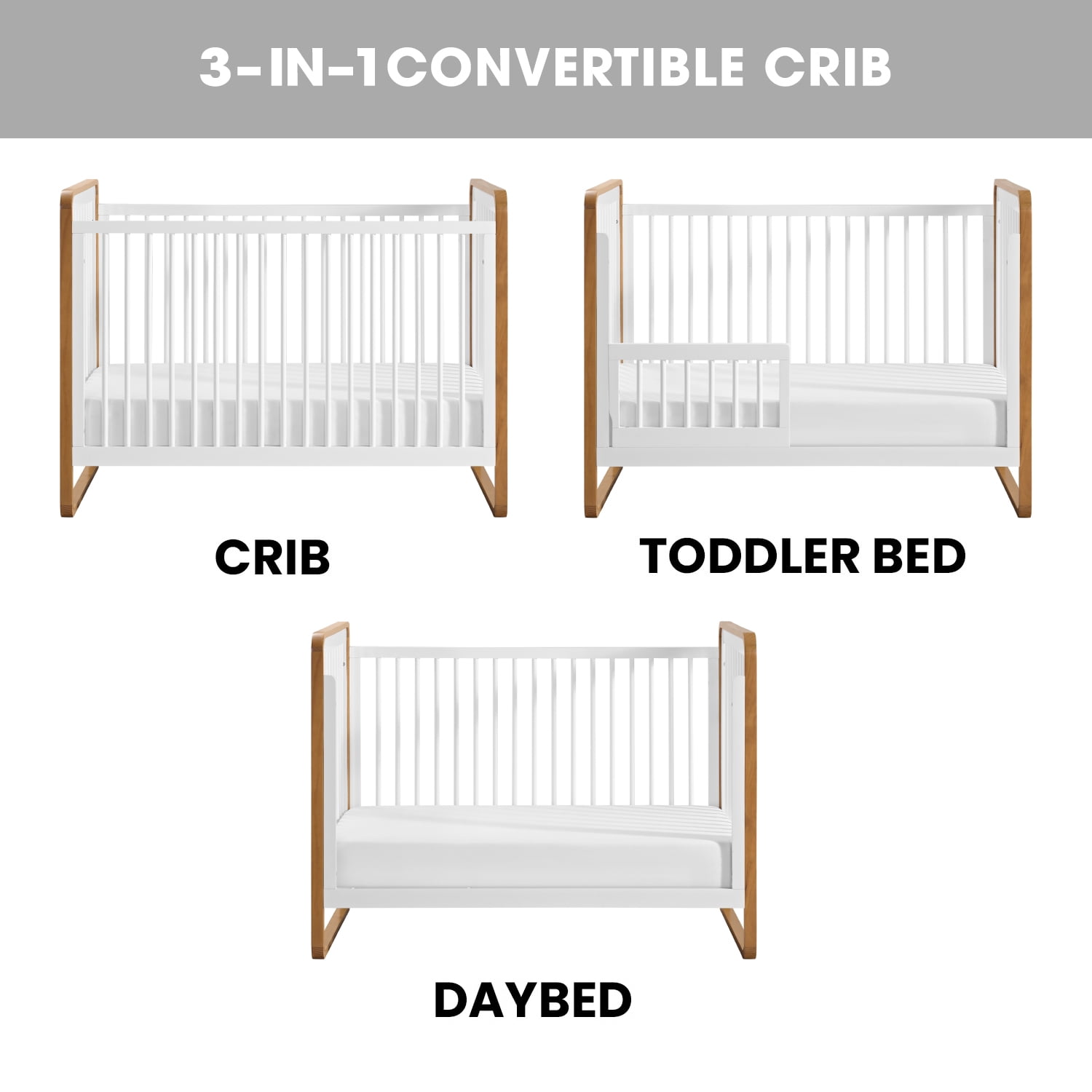 Oxford Baby Braxton Convertible Crib White / Honey Wood