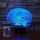 thumbnail image 1 of Lámpara LED con ilusión 3D de cerebro, lámpara Art Deco, luces LED decorativas, control remoto, luz nocturna que cambia de 7 a 16 colores, alimentada por USB, regalo para niños, cumpleaños, regalos de, 1 of 5