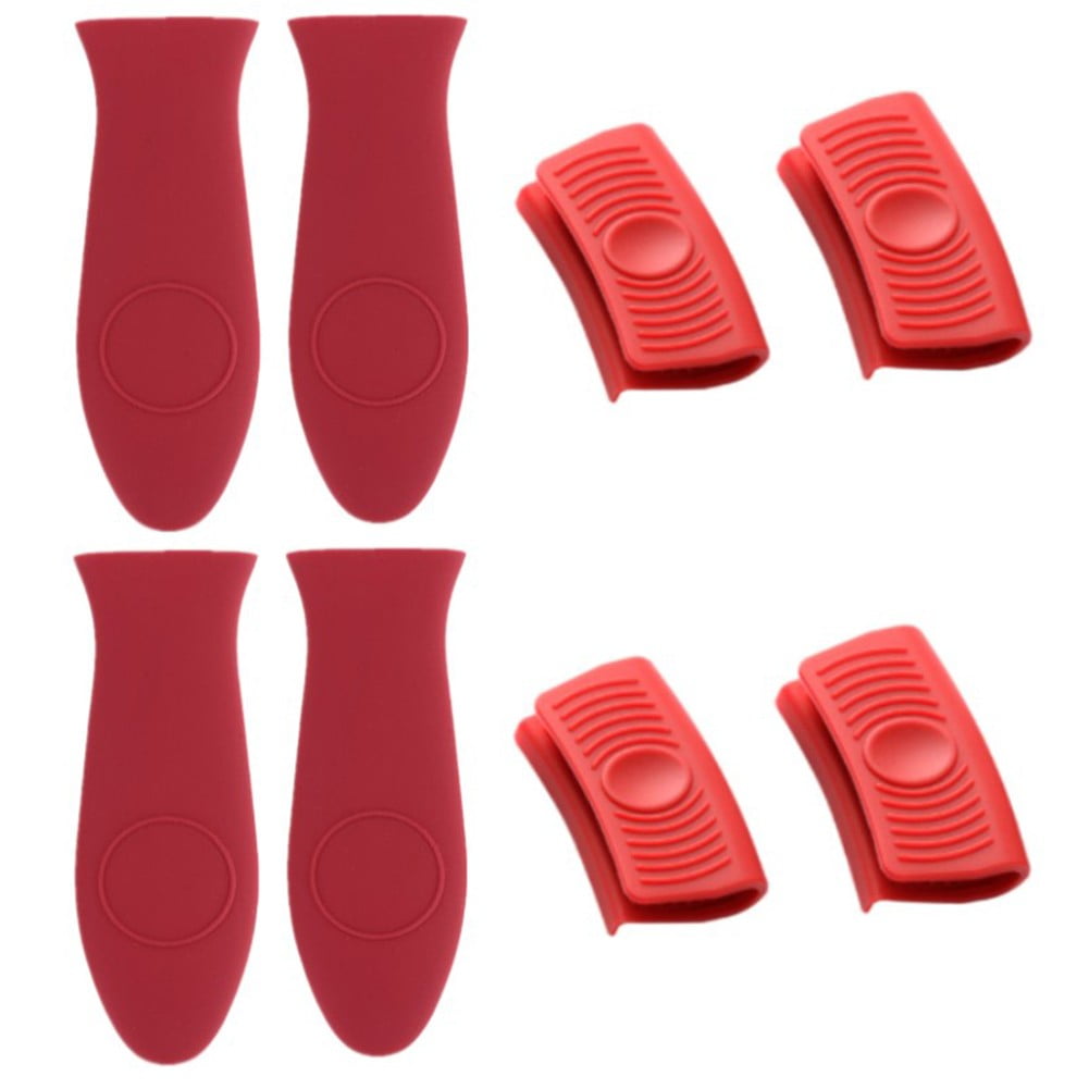 8 Pcs Poignées de Poêle en Silicone et Poignées de Pot Couvercle Résistant à la Chaleur pour Poêle à Frire