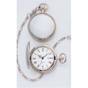 Legere Bpw-804-R Large Plain Silver Pocket Watch - White Face with Date