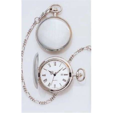 Legere Bpw-804-R Large Plain Silver Pocket Watch - White Face with Date