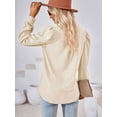 thumbnail image 5 of BadPiggies Women's Blouses Puff Sleeve Tunic Tops V-Neck Long Sleeve Casual Fall Shirts (2XL, Beige), 5 of 8
