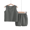 thumbnail image 5 of Lumosvexa Girls Outfit Sets 2 Piece Sleeveless Tank Tops and Elastic Waist Shorts Kids Summer Daily Comfort Clothes Dark Gray Size 1, 5 of 8
