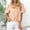Orange, variant on Women's Striped Ruffle Collared Puff Sleeve Button Down Shirt Short Sleeve Casual Blouse Cute Summer Top Pink M