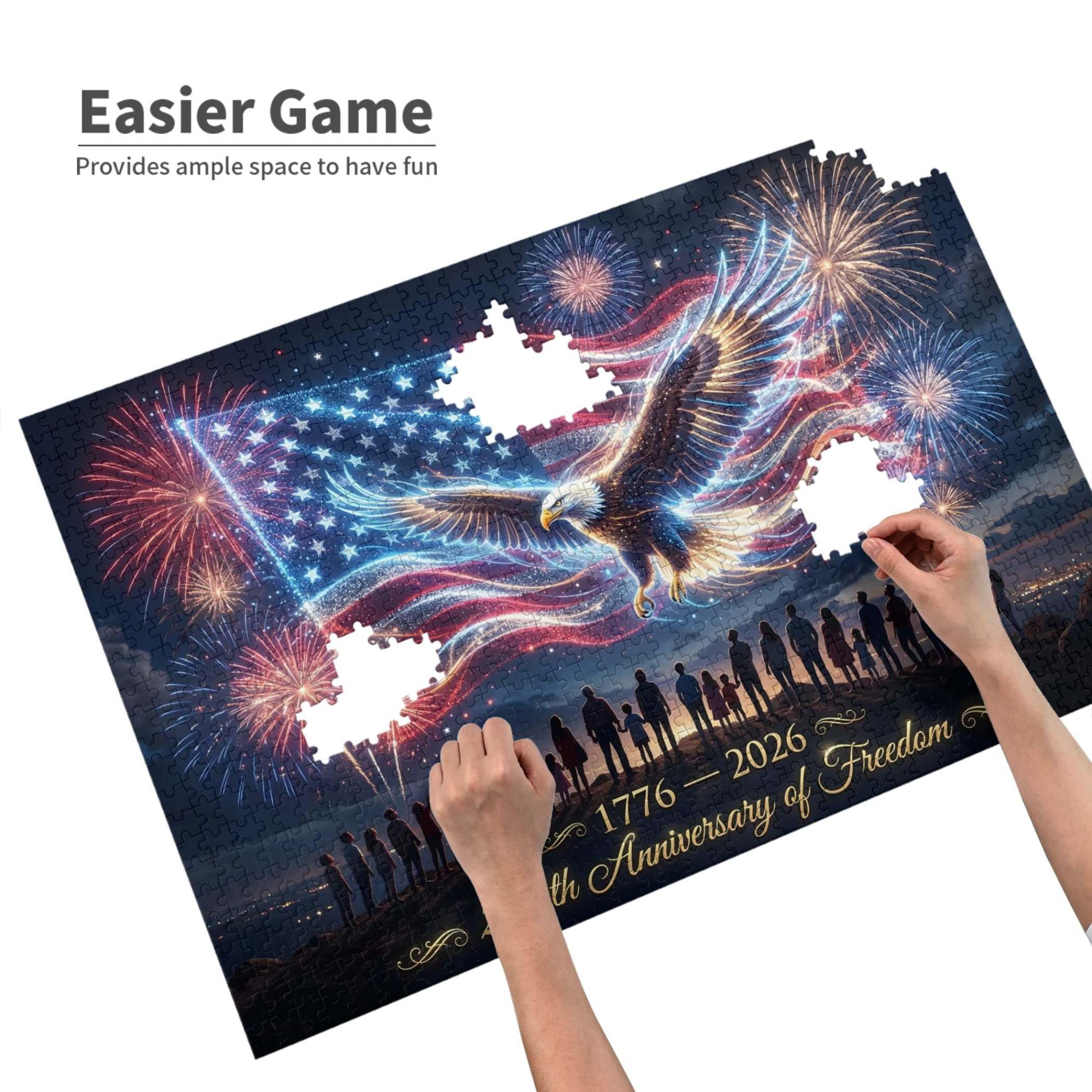250th Anniversary of the USA Jigsaw Puzzle, 1000 Pieces 250 Years Independence Tribute, Family Game Nights Gift, 29.5" x 19.7"