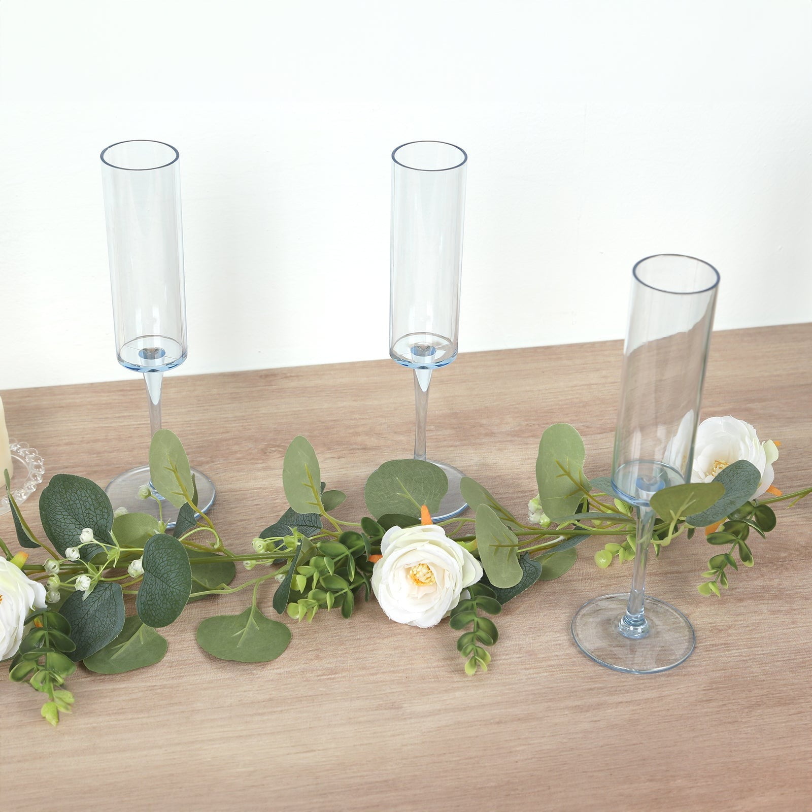 BalsaCircle 6 Dusty Blue 6 oz Cylindrical Reusable Plastic Champagne Flutes Wedding Party Events Reception Tableware Decorations