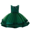 thumbnail image 1 of WEIYLL Robes de Fille Mariage Concours Princesse Solide Maille Multicouche Robe Vert Foncé 6-12 Mois, 1 of 9