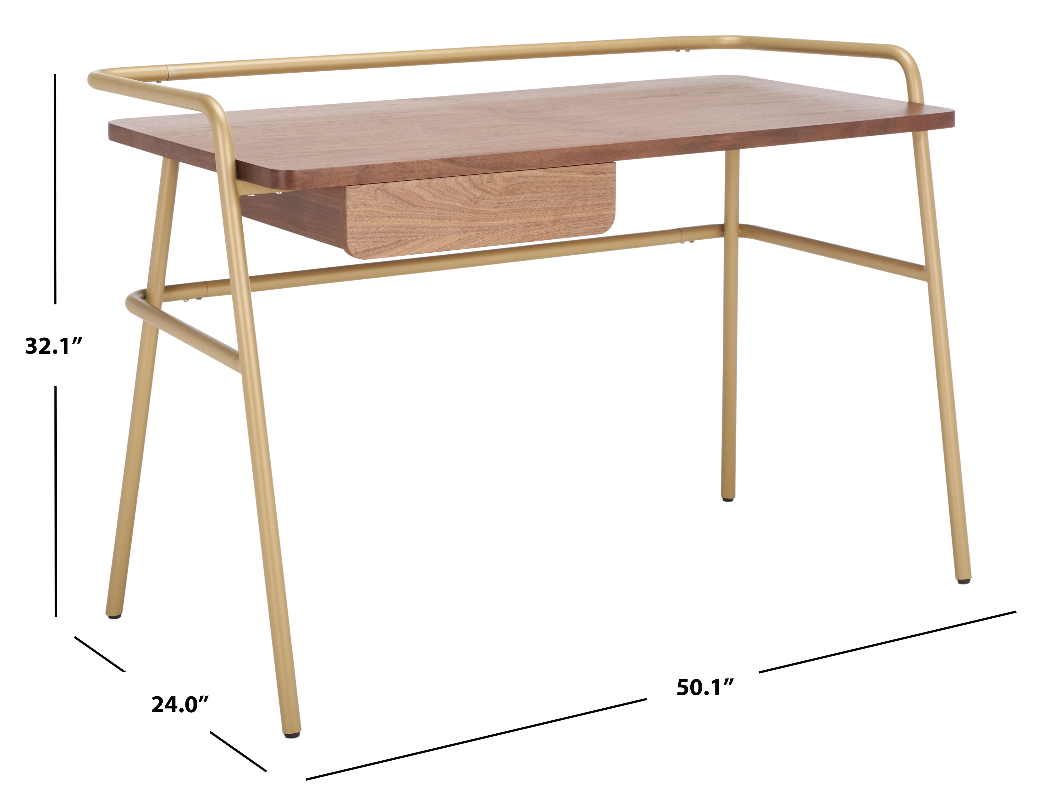 Safavieh Couture Regis Mid-Century Desk, Walnut/Bronze