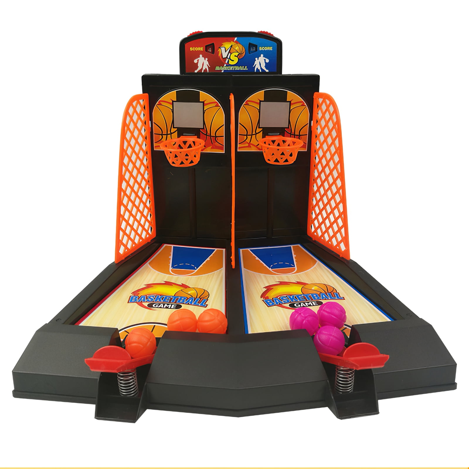 Toma Desktop Basketball Game Toy Table Basketball Court Easy to Assemble Finger Basketball Game Toy with 6 Balls for Home Children Kids