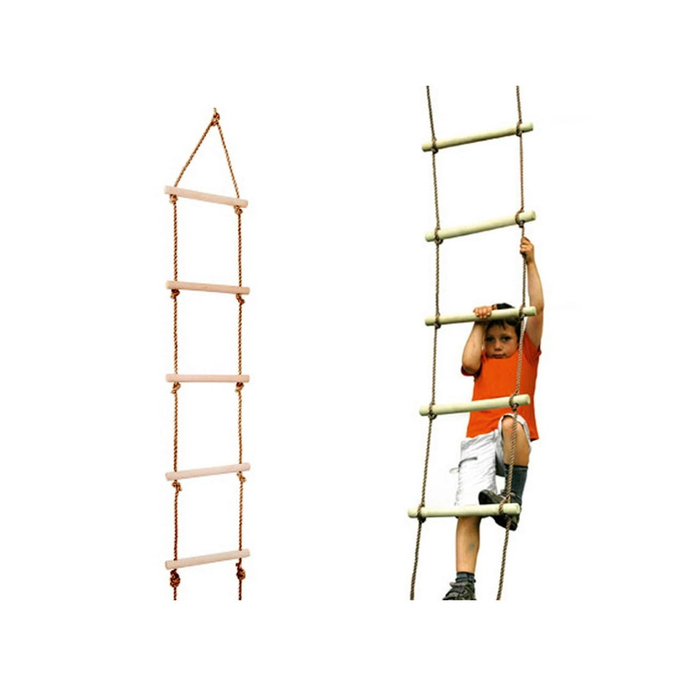 5Rungs Swing Climbing Ladder Wooden Rope Ladder Safe Sports Rope