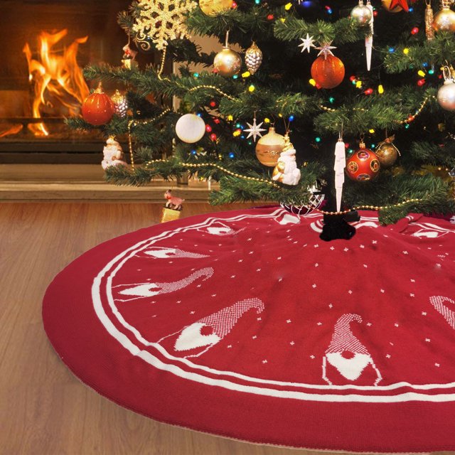 Falda para árbol de Navidad, faldas para árbol de Navidad de 48 pulgadas con gnomo sueco, decoración navideña de doble cara para fiestas navideñas, decoración interior y exterior Sailing Electrónica
