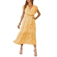 thumbnail image 1 of Vestido Maxivestido Floral Bohemio Amarillo PRETTYGARDEN Talla XX-Large, 1 of 6