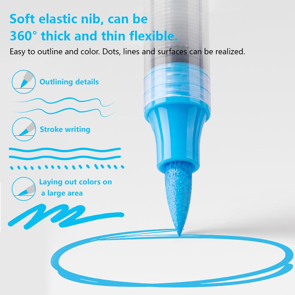 Direct Liquid Soft Head Acrylic Marker Pens,Acrylic Paint Markers, Brush Tip Acrylic Paint Pens, Ideal for Canvas, Wood, Stone, and DIY Craft