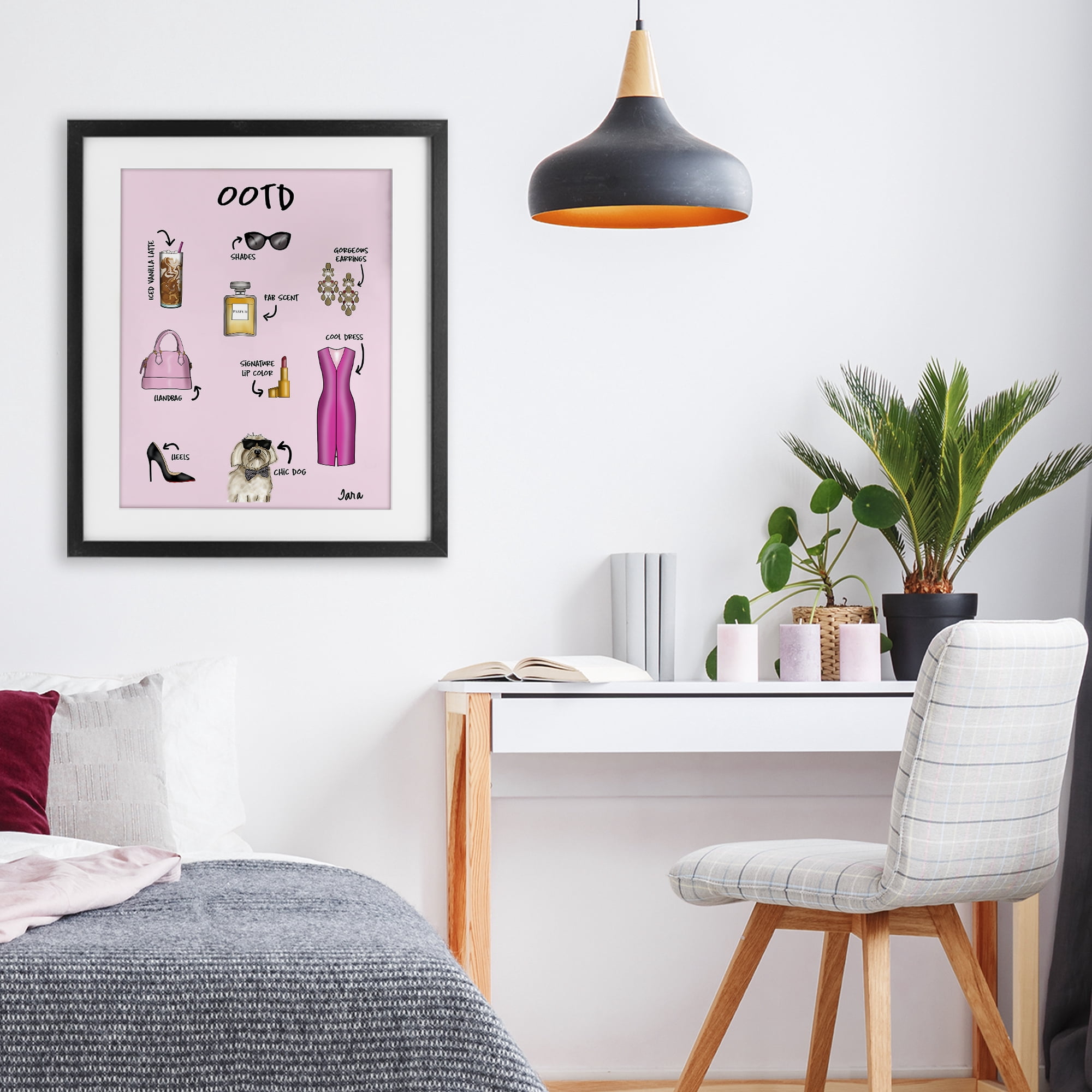 Stupell Industries Feminine Glam Outfit of the Day Black Framed Print Under Glass, design by Tara Boone
