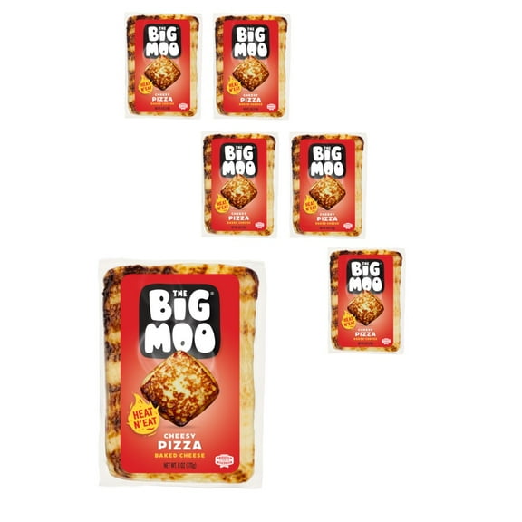 The Big Moo Cheesy Pizza Baked Cheese, 6 OZ, 6 Pack