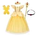 thumbnail image 3 of Vestido de princesa Bella de Disney para niñas, disfraz de La Bella y la Bestia, Cenicienta, Blancanieves, ropa de carnaval para Halloween para niños, 3 of 5