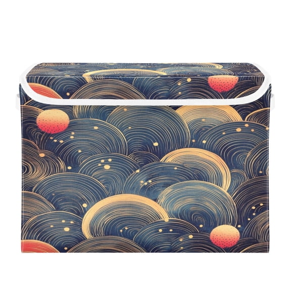 Storage Box With Lid 16.5x12.6x11.8In Foldable Stacked Household Storage Box Beautiful Vortex Pattern