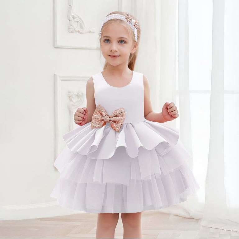 Miashui Flower Girls Dress Wedding Party Evening Dresses Toddler Princess Pageant,White,12-18 Months, Toddler Girl's