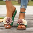 thumbnail image 2 of Yyuenw Women Square Toe 3D Flower Wedge Slide Sandals PU Open Toe Slip On Summer Shoes, 2 of 9