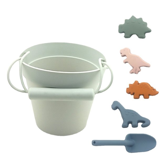 Juego De 6 Unidades De Juguetes De Playa, Juego De Herramientas De Excavación De Arenero De Silicona, Cubo De Arena Portátil Para Playa, Juguete Kearding FN007379-05