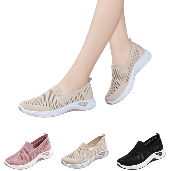 EKVAHL Women's Breathable Mesh Orthopedic Sneakers,Casual Fashion Non-Slip Walking Shoes Comfortable Soft Sole Slip-on Loafers Tennis Shoes