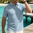 thumbnail image 2 of FAWUUDO Men's Collared Shirt Breathable Smooth Texture Soft Touch Structured Fit with Polished Everyday Style Light Blue, 2 of 9