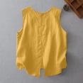 thumbnail image 2 of Daznico Women's Round Neck Sleeveless Linen Blend Back Button Tank Top Casual Summer Tops,XXL, 2 of 4