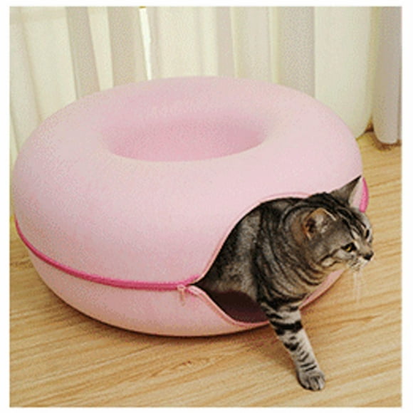 Cueva de gato de fieltro para primera , cueva escondite transpirable resistente arañazos , para de interior , Rosado