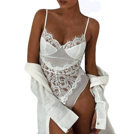 GuessLookry 2023 Sexy Lingerie Fashion Women One Piece Lace Bodysuit Mesh Babydoll Teddy Lingerie Underwear New Year Gift