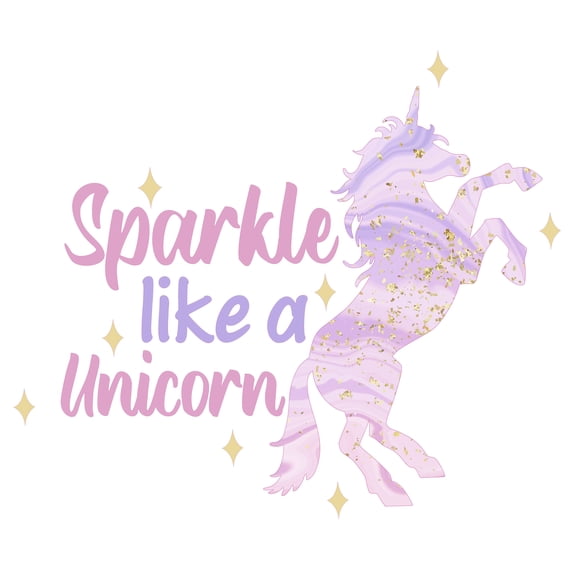 Sparkle Like A Unicorn - 21" x 28" Multicolored Glittered Legendary Unicorn Creature Vinyl Sticker Inspirational Quotes Lettering Art Design Removable Home Wall Decal - Kids Bedroom Wall Decoration