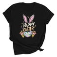 thumbnail image 5 of VBTAPA Womens Easter T-shirts Funny Cute Bunny Eggs Print Round Neck Short Sleeve Tops Novelty Holiday Graphic Tees Big Sales Today Black L, 5 of 6