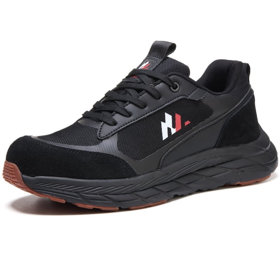 Netanac Steel Toe Shoes for Men, Lightweight Wide Work Shoes,Comfortable Breathable Safety Sneakers,Durable Soft Sole,6123,Size11