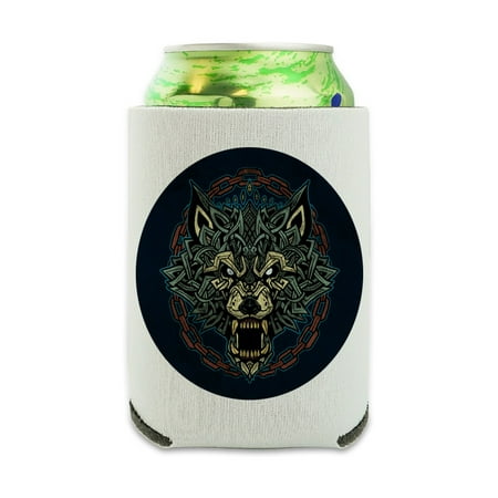 

Fenrir Fierce Snarling Wolf In Chains Norse Mythology Can Cooler - Drink Sleeve Hugger Collapsible Insulator - Beverage Insulated Holder