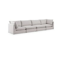 Meridian Furniture Mackenzie Beige Durable Linen Textured Modular Sofa