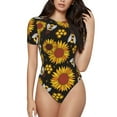thumbnail image 2 of Picia Sunflowers And Bww Womens One Piece Swimsuits Modest Tummy Control Bathing Suits Lace Up Slimming Swim Suit-X-Large, 2 of 9