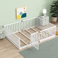 thumbnail image 6 of Holaki Wood Full Size Floor Bed with High Fence Railings for Kids, White, 6 of 7