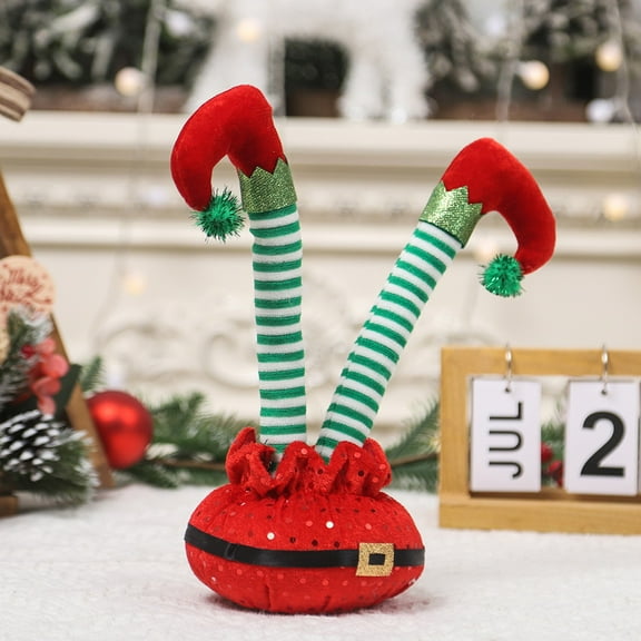 BSJJY Christmas Elf Legs Lawn Ornament Christmas Outdoor Decorations Lawn Decor Holiday Fireplace Ornaments Christmas Plush Gnomes Christmas Elf Body Part Garden Decor Indoor,Green White,1PCS