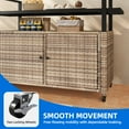 thumbnail image 5 of Dextrus Large Outdoor Storage Cabinet, 70 Gallon Outdoor Storage Cart with Movable Wheels & Black Glass Table Top,for Patio Garden,Light Brown, 5 of 10