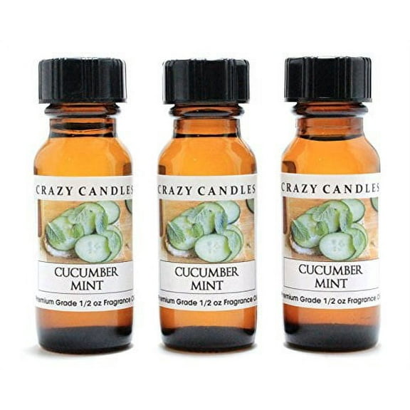 Cucumber Mint 3 Bottles 1/2 FL Oz Each 15ml Premium Grade Scented Fragrance Oil by Crazy Candles