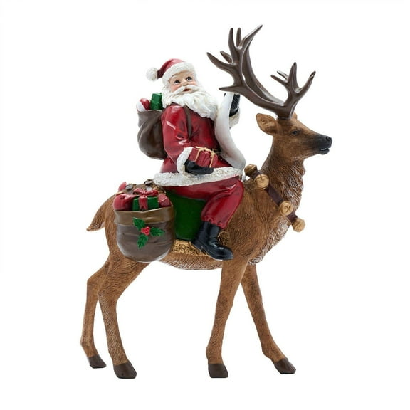 Father Christmas On Reindeer Figurine