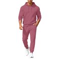 thumbnail image 2 of Hogleaql Sweat Suits for Men 2 Piece Hoodie and Sweatpants Solid Color Fleece Pullover Hoodies Joggers Athletic Pants Set Casual Fall Winter Suits with Pockets Watermelon Red 2XL, 2 of 7