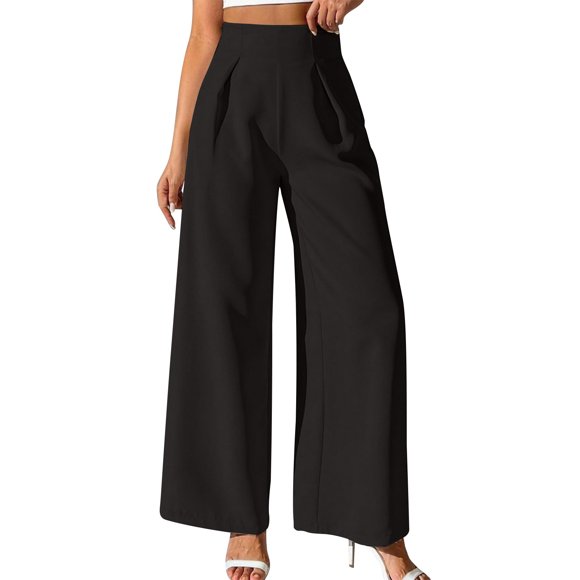 Soki Wide Leg Pants for Women Work Business Casual High Waisted Dressy Pants Flowy Trousers Office